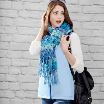 Red Heart Crochet Larksfoot Scarf Crochet Scarf made in Red Heart Soft Essentials Stripes Yarn