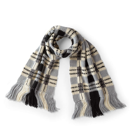 Red Heart Crochet Gray Shades Tartan Scarf Single Size