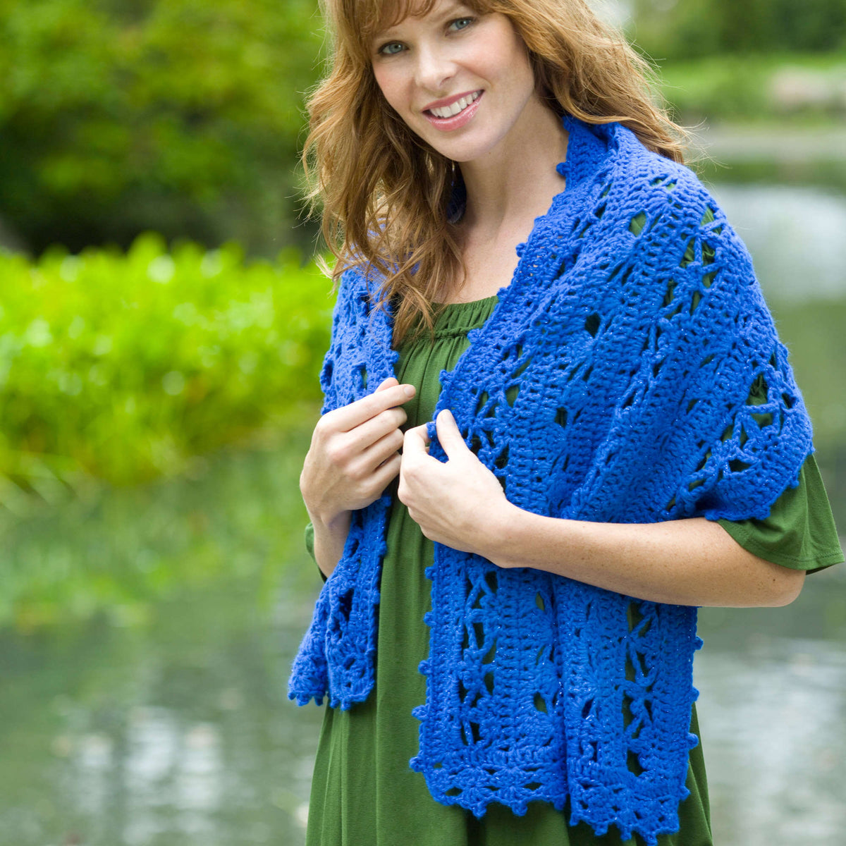 Crochet Wrap made in Red Heart Shimmer Yarn