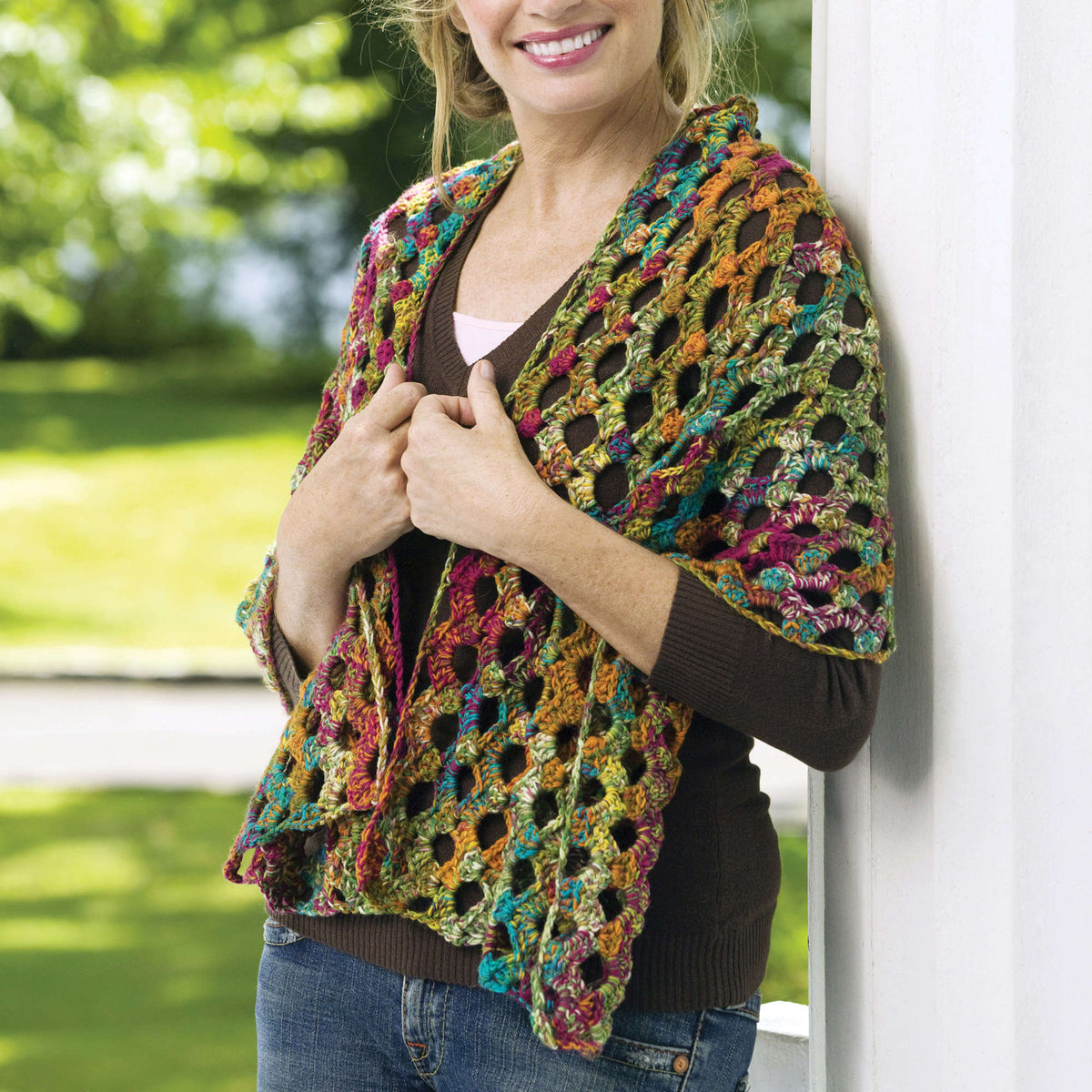 Crochet Shawl made in Red Heart Heart & Sole Yarn