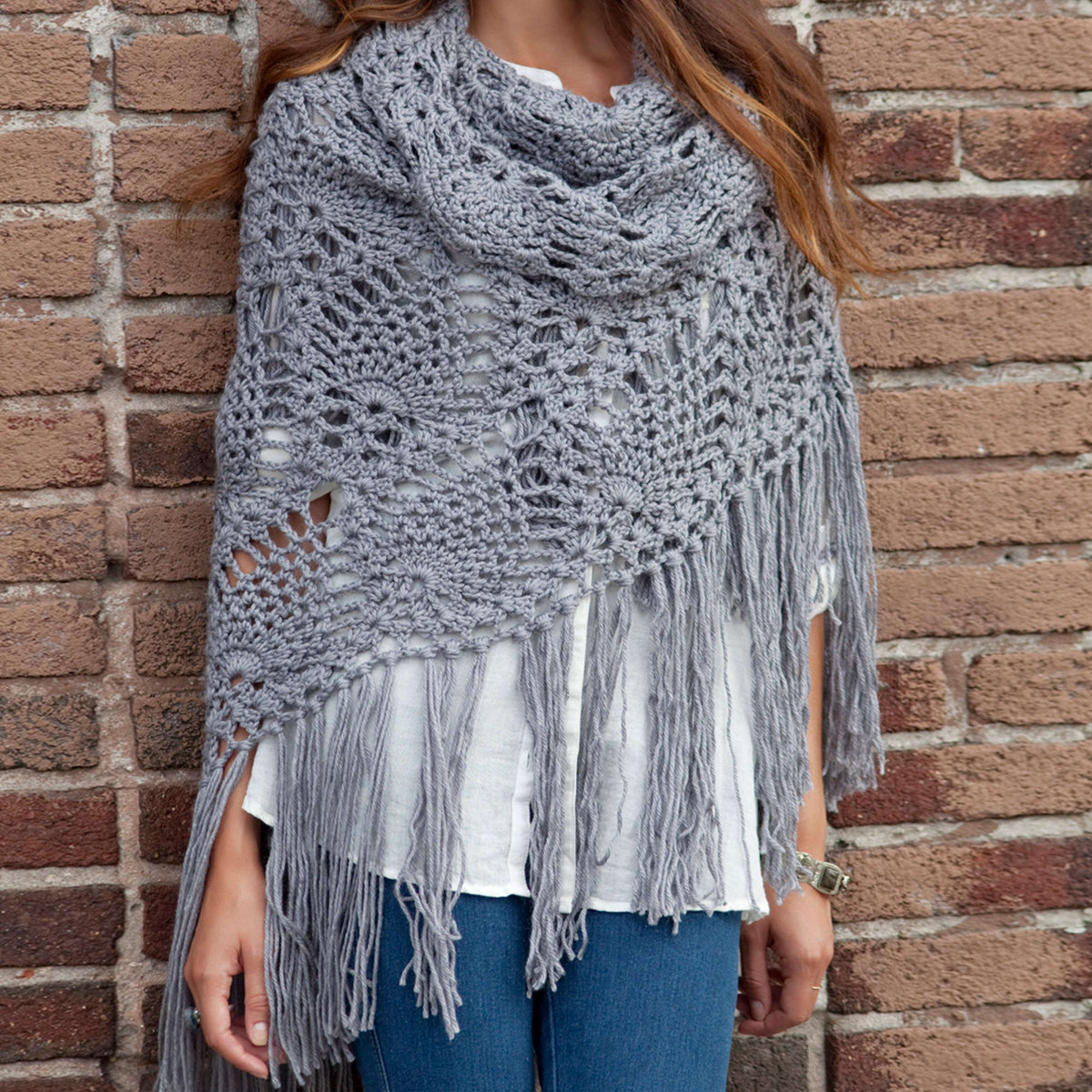 Crochet Shawl made in Red Heart Bamboo Ewe Yarn