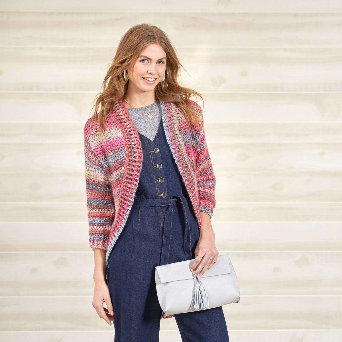 Crochet Shrug made in Red Heart Unforgettable Yarn