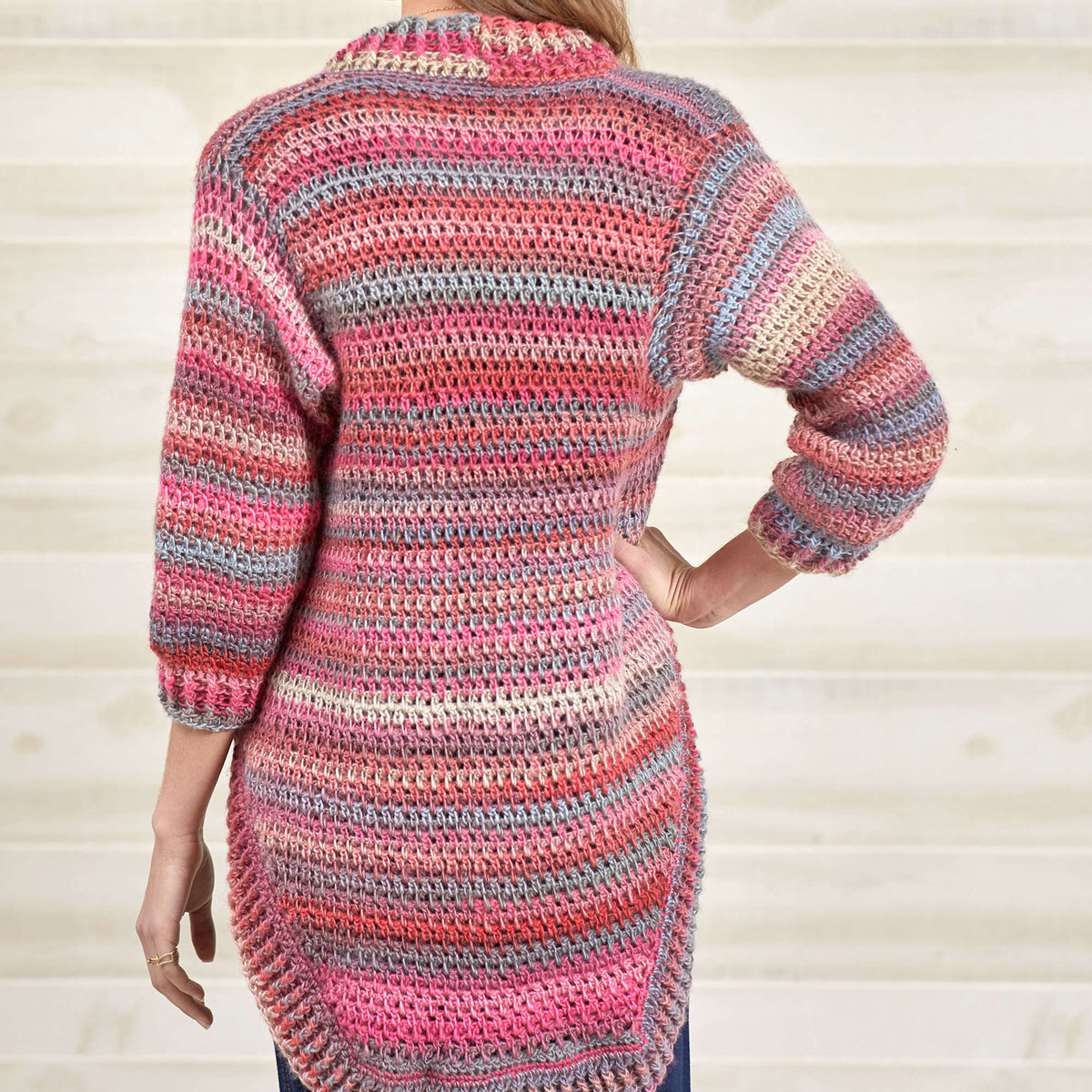 Crochet Shrug made in Red Heart Unforgettable Yarn