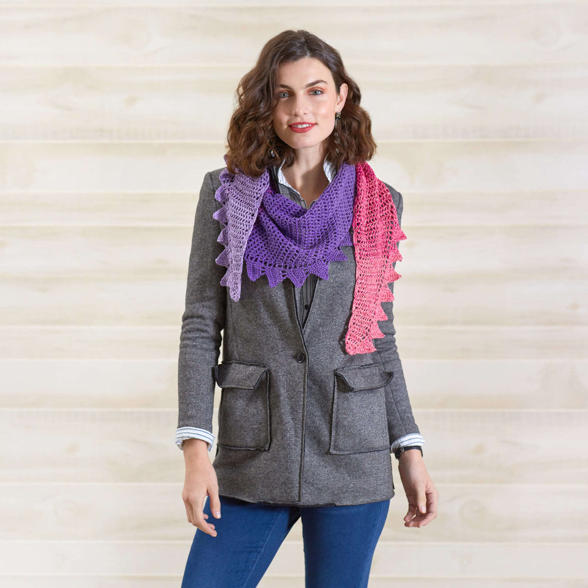 Crochet Shawl made in Red Heart It's a Wrap Rainbow Yarn