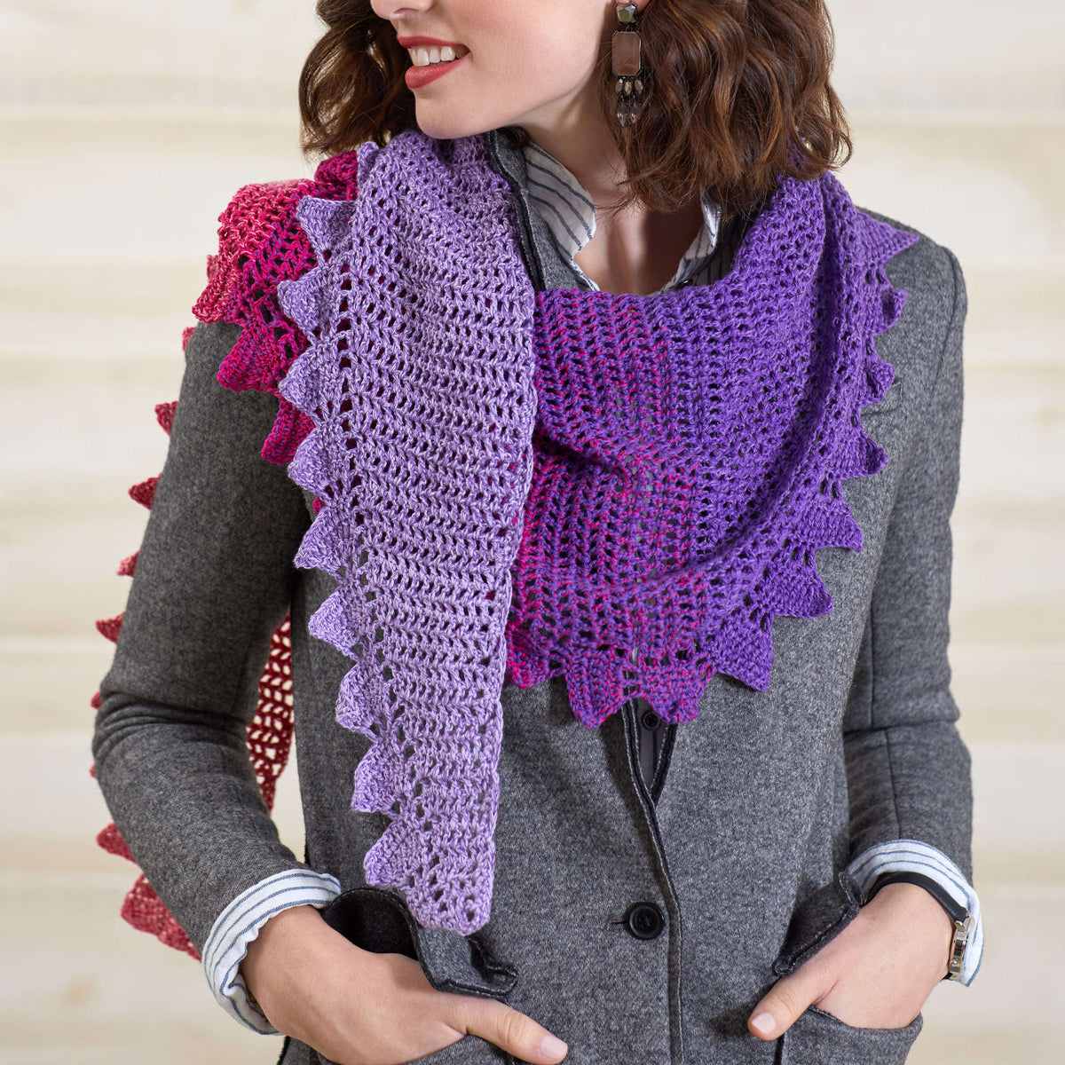 Crochet Shawl made in Red Heart It's a Wrap Rainbow Yarn