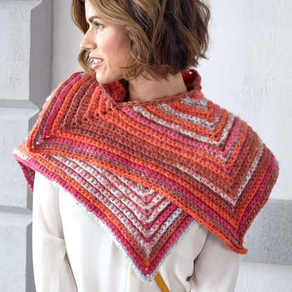 Red Heart Crochet Sunset Mitered Shawl Crochet Shawl made in Red Heart Dreamy Stripes Yarn
