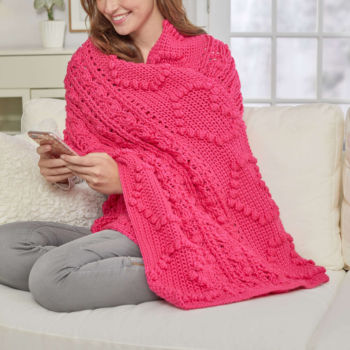 Crochet HeartsShawl made in Red Heart Soft Yarn