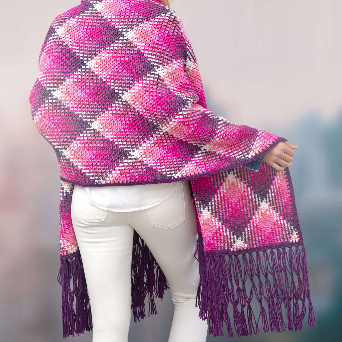 Crochet Wrap made in Red Heart Super Saver Pooling Yarn