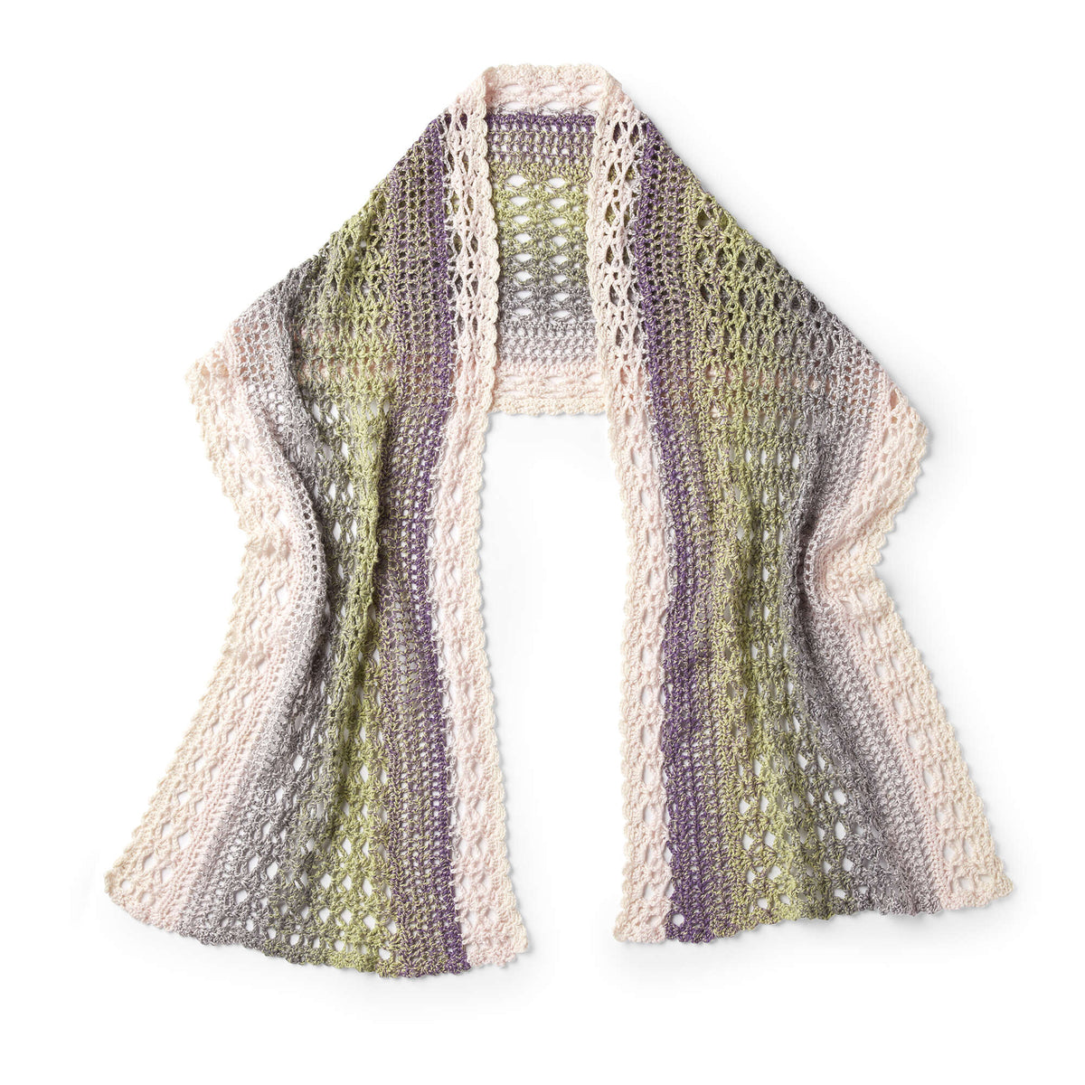 Crochet Shawl made in Red Heart It's a Wrap Rainbow Yarn