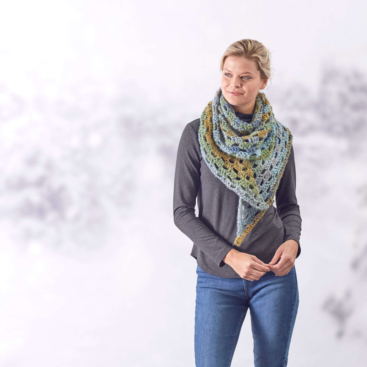 Crochet Shawl made in Red Heart Colorscape Yarn