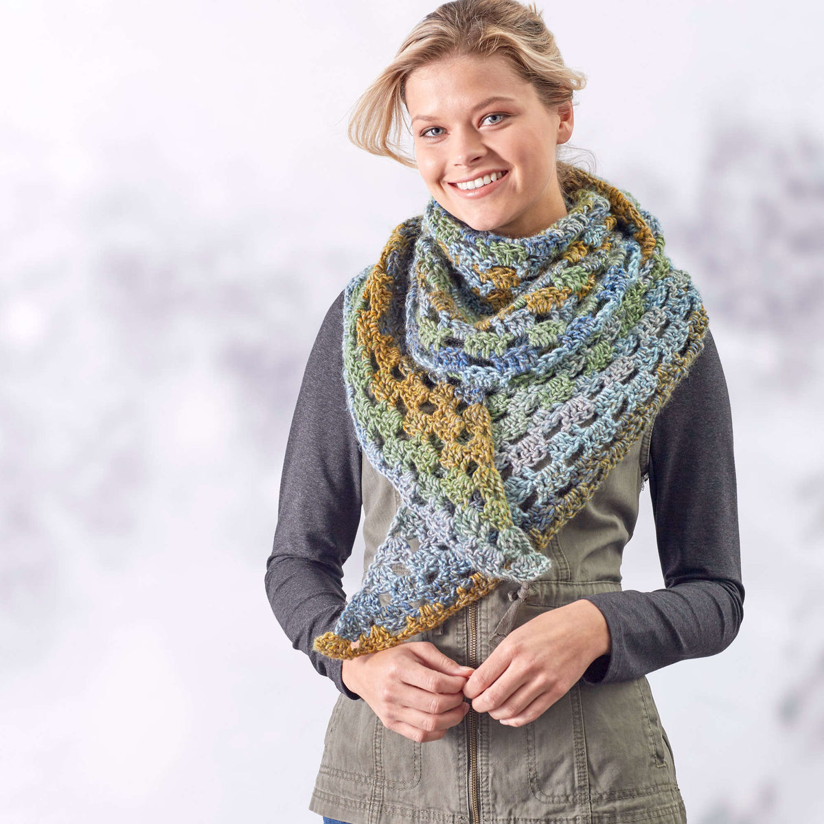 Crochet Shawl made in Red Heart Colorscape Yarn