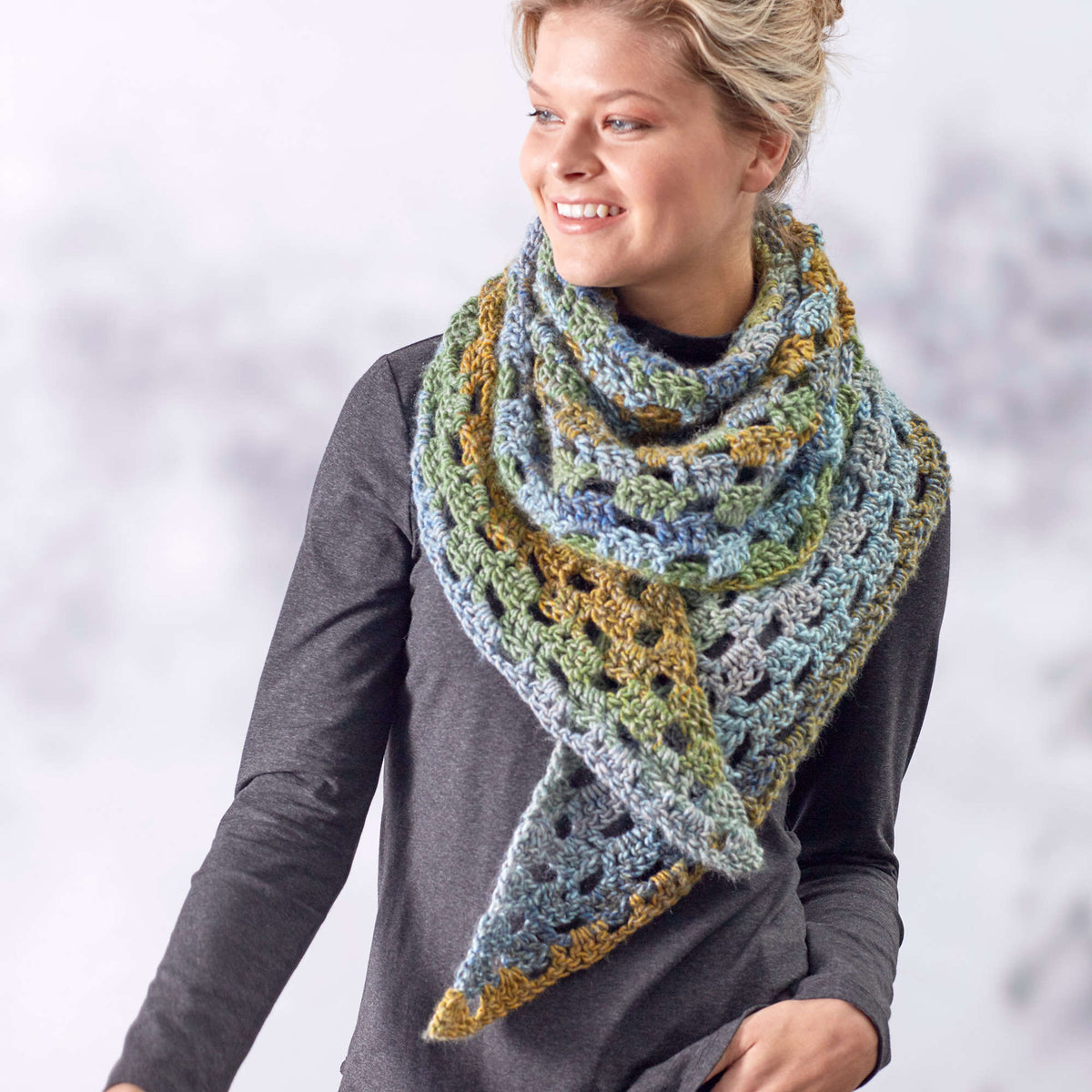 Crochet Shawl made in Red Heart Colorscape Yarn