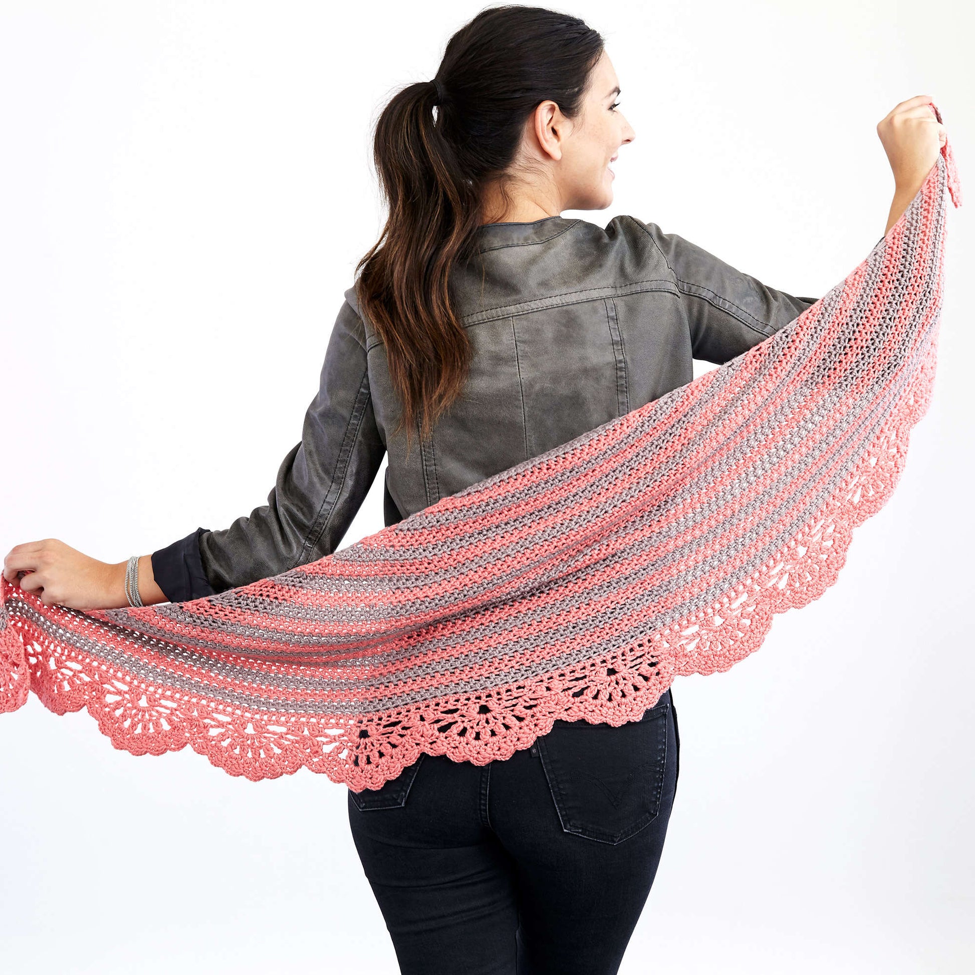 Free Red Heart Chic And Strong Crescent Shawl Crochet Pattern