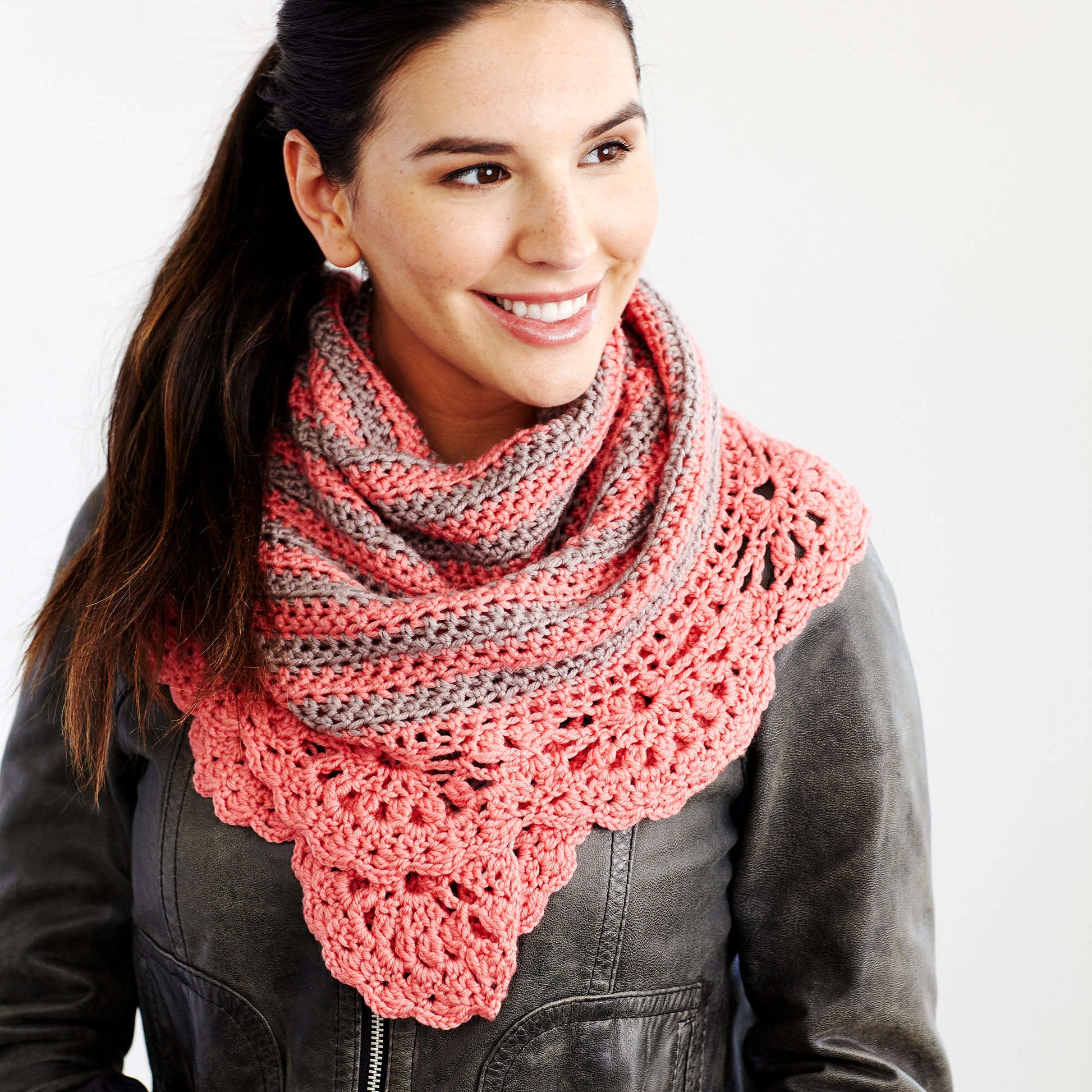 Free Red Heart Crochet Chic And Strong Crescent Shawl Pattern