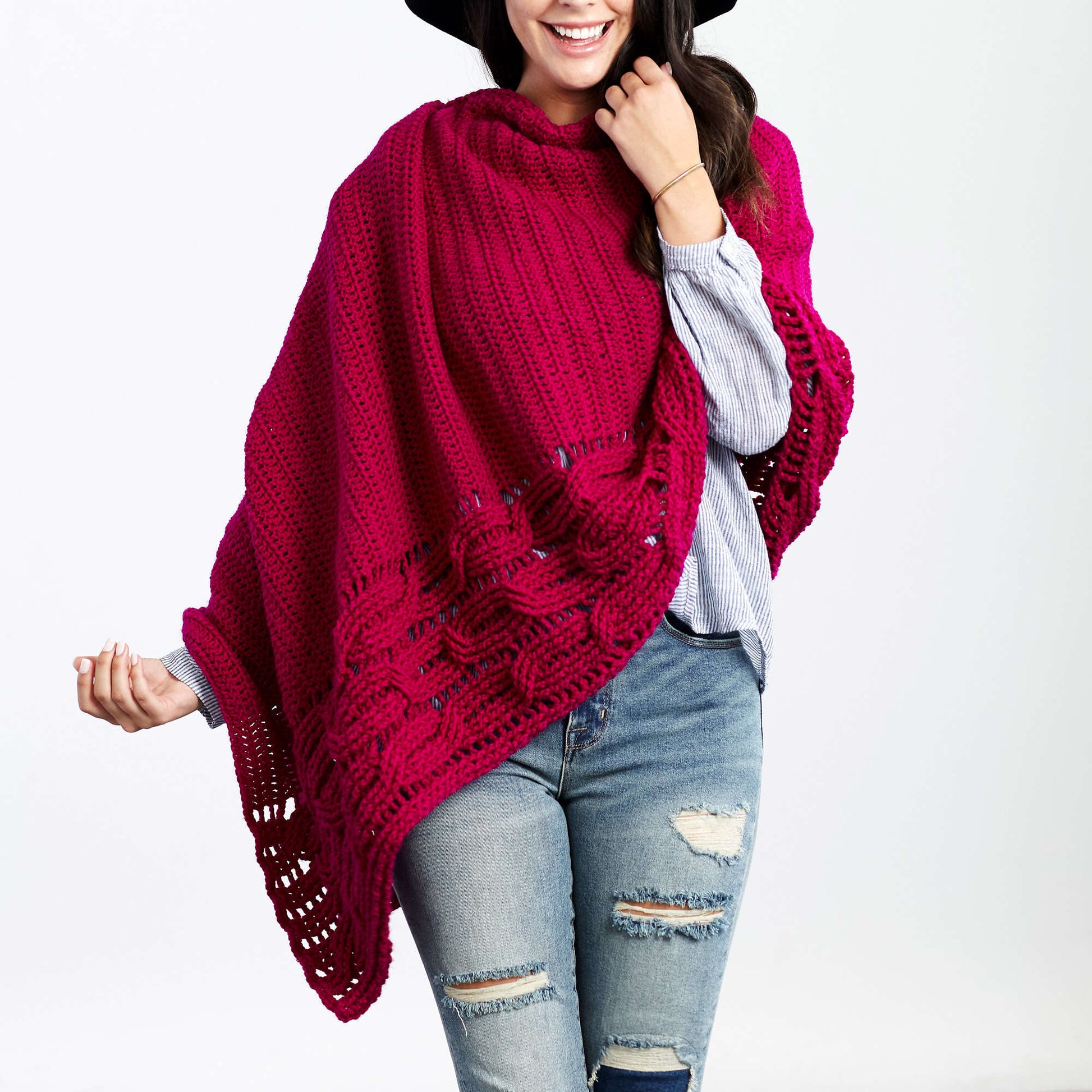 Free Red Heart Interwoven Cabled Chic Shawl Crochet Pattern ...
