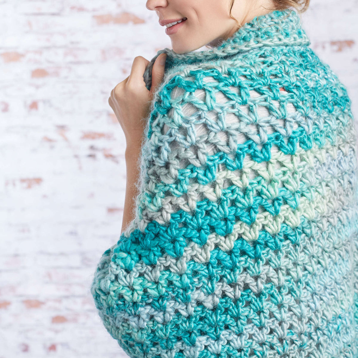 Crochet Shrug made in Red Heart Evermore Yarn