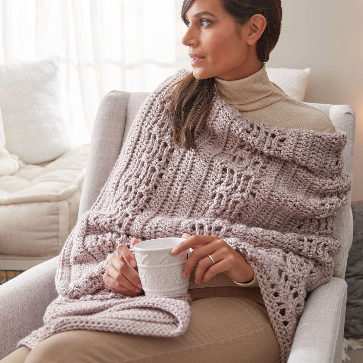 Crochet Wrap made in Red Heart Soft Essentials Yarn