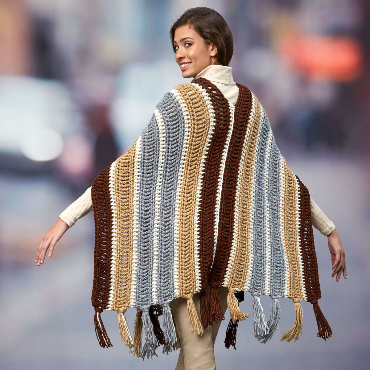 Crochet Ruana made in Red Heart Soft Yarn