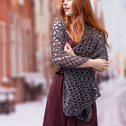 Red Heart Crochet Glamorous Wrap Crochet Wrap made in Red Heart With Love Metallic Yarn