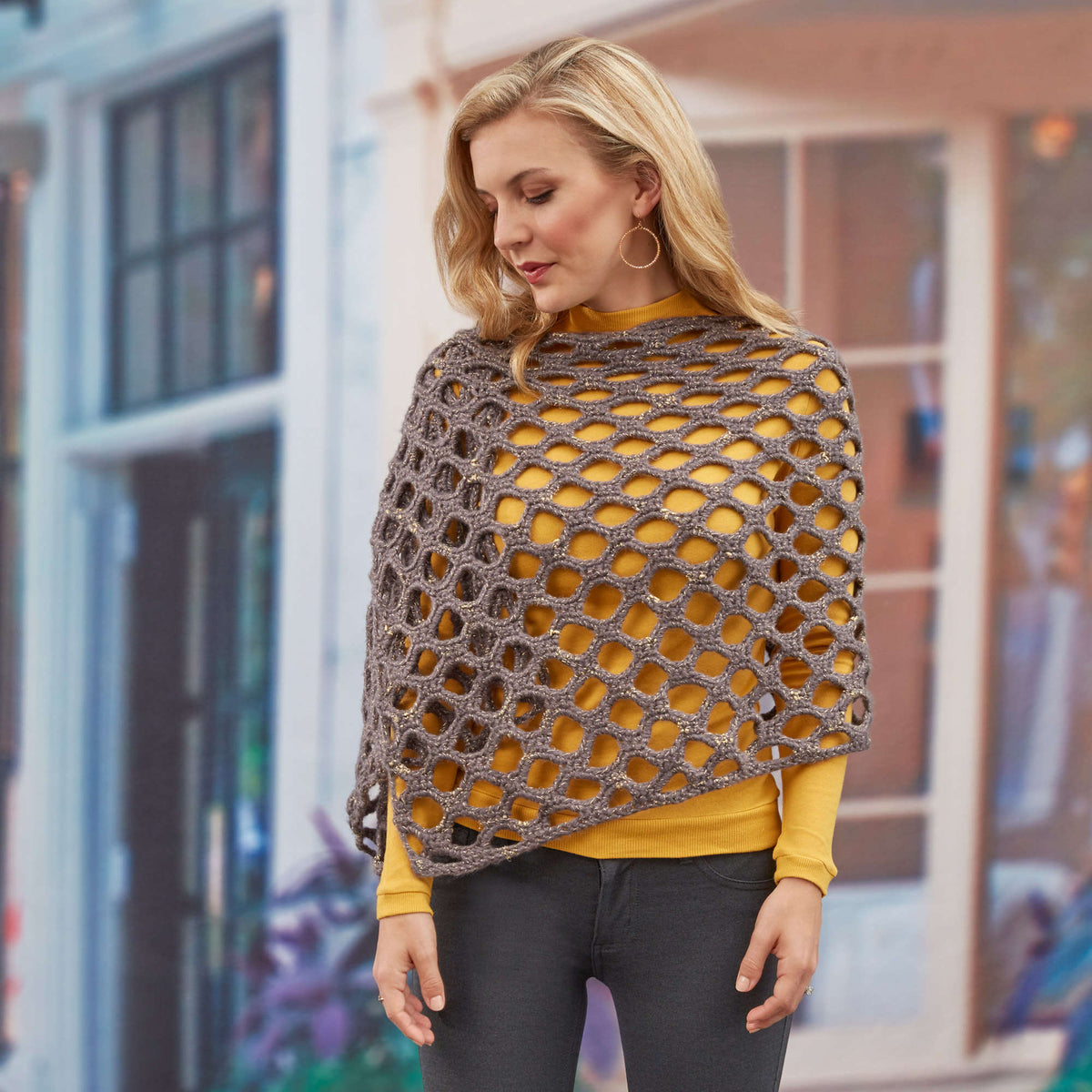 Crochet Shawl made in Red Heart Boutique Yarn