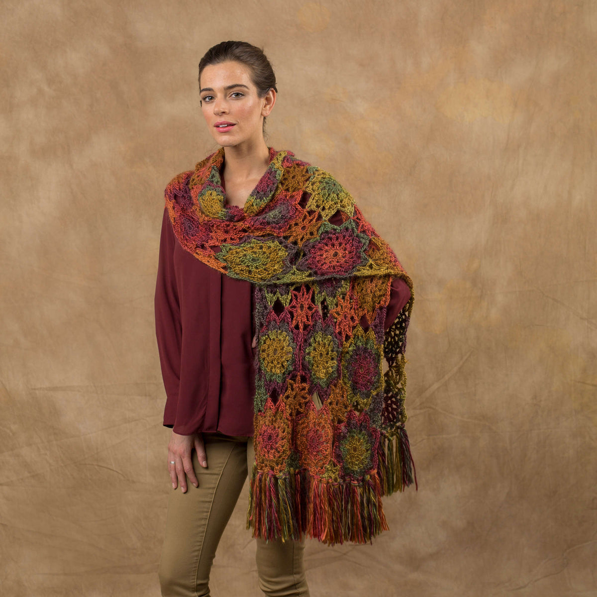 Crochet Shawl made in Red Heart Boutique Yarn