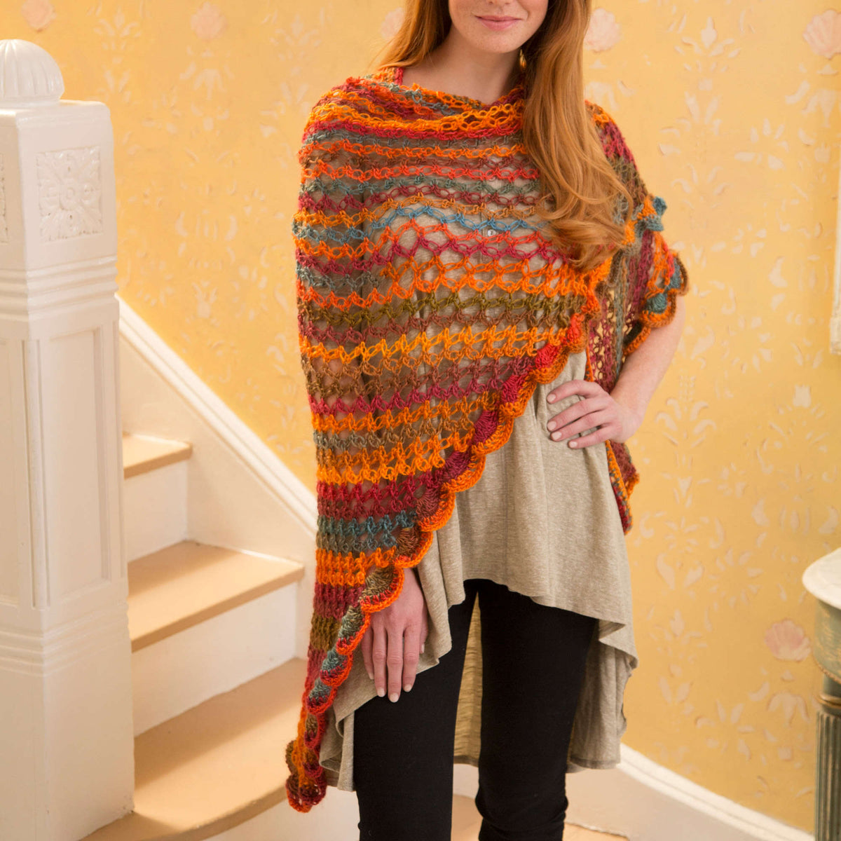 Crochet Shawl made in Red Heart Boutique Yarn