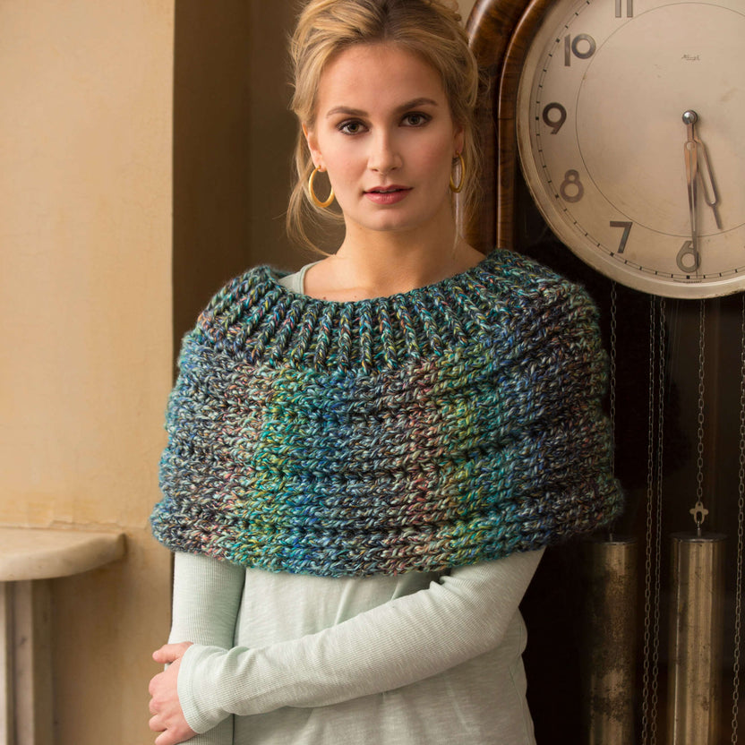 Free Easy Red Heart Cowl Shoulder Cozy Crochet Pattern | Yarnspirations