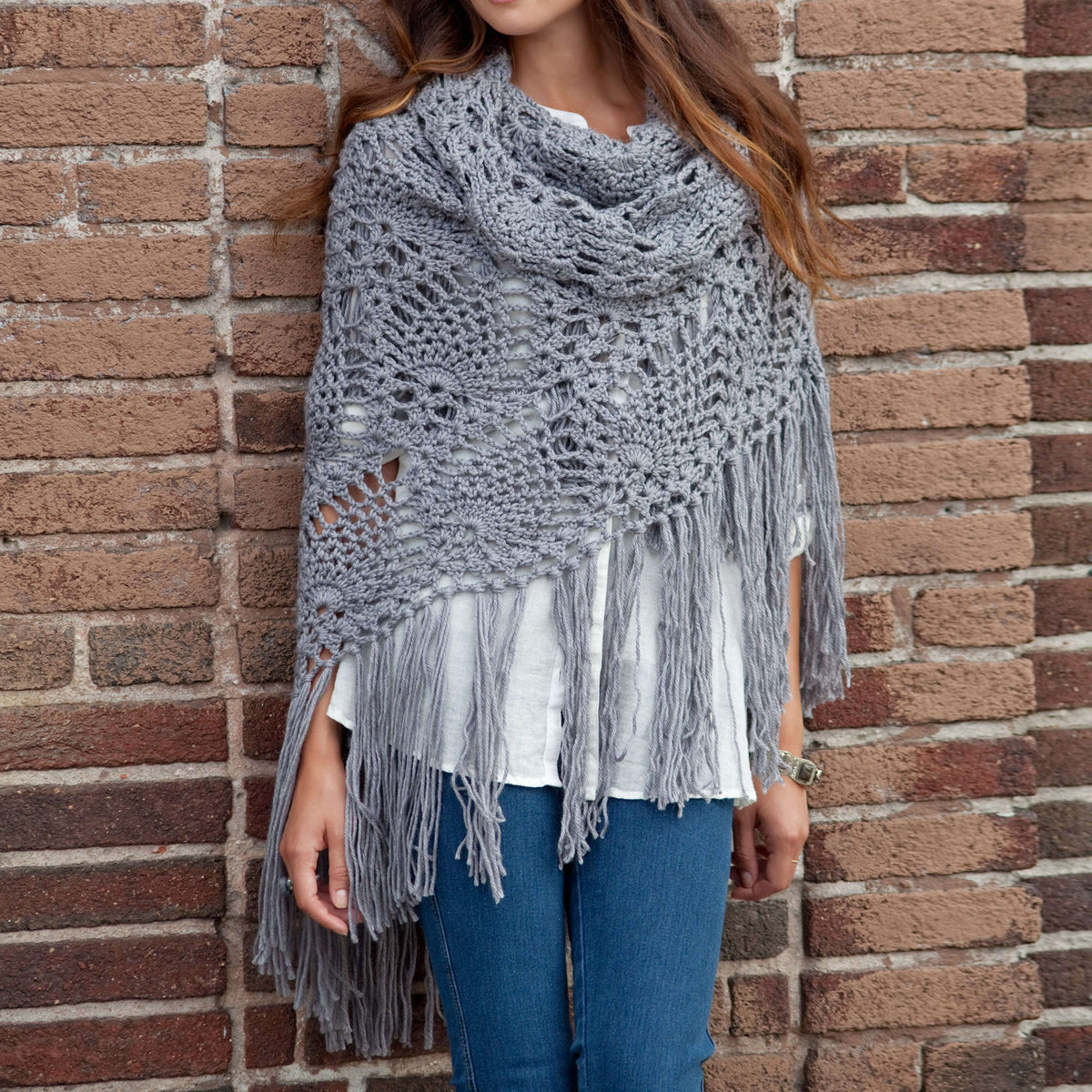 Crochet Shawl made in Red Heart Bamboo Ewe Yarn