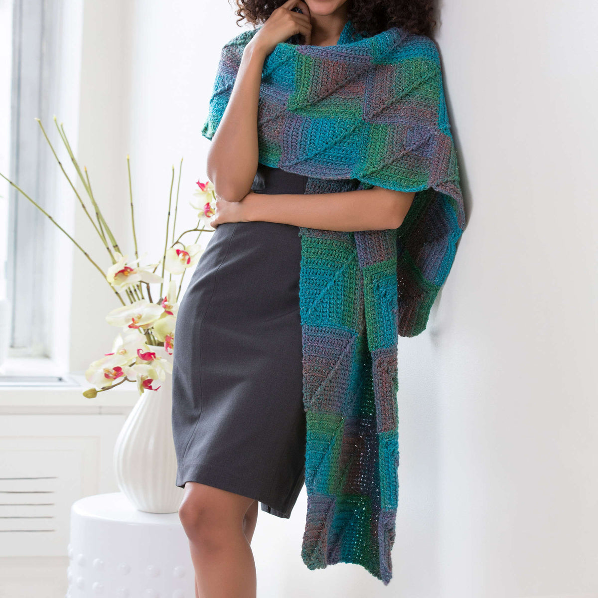 Crochet Shawl made in Red Heart Boutique Yarn