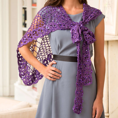 Red Heart Crochet All the Glamour Shawl Crochet Shawl made in Red Heart Boutique Yarn