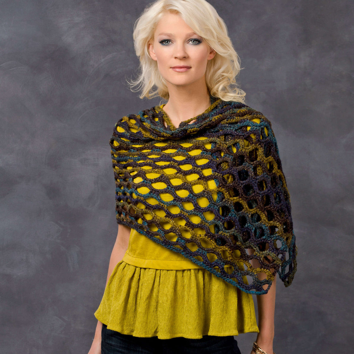 Crochet Shawl made in Red Heart Boutique Yarn