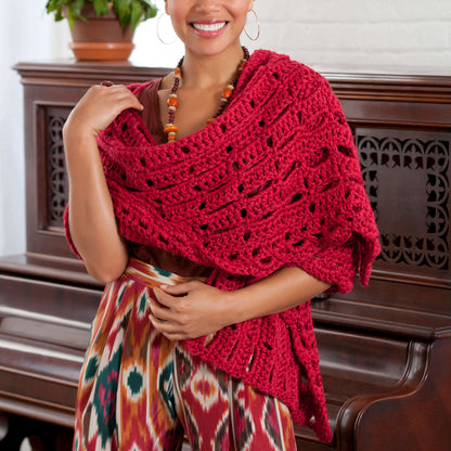 Red Heart Crochet Wrap-sody in Red Crochet Red made in Red Heart Bamboo Ewe Yarn