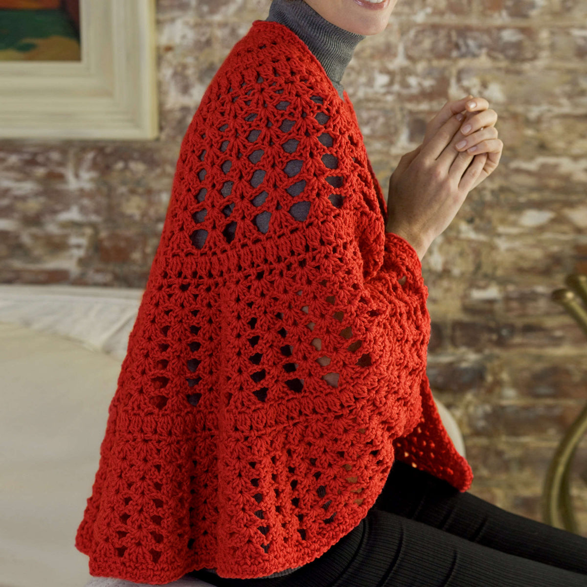 Crochet Shawl made in Red Heart Super Saver Yarn