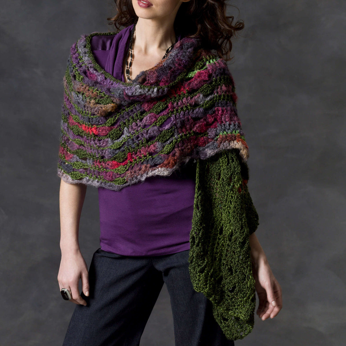 Crochet Shawl made in Red Heart Boutique Yarn