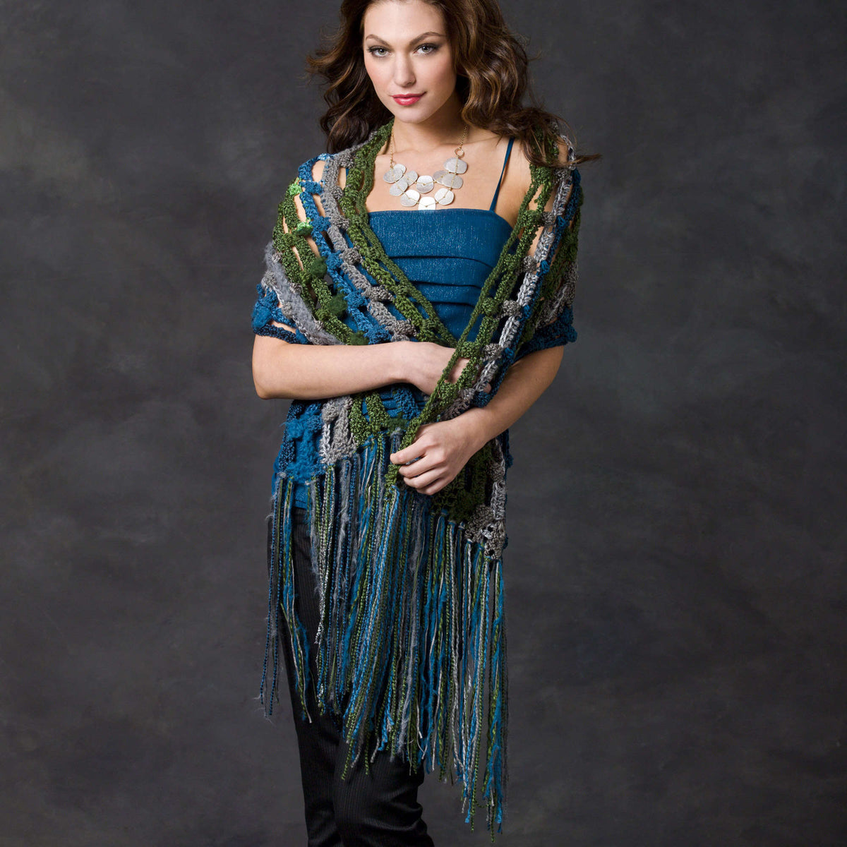 Crochet Shawl made in Red Heart Boutique Yarn