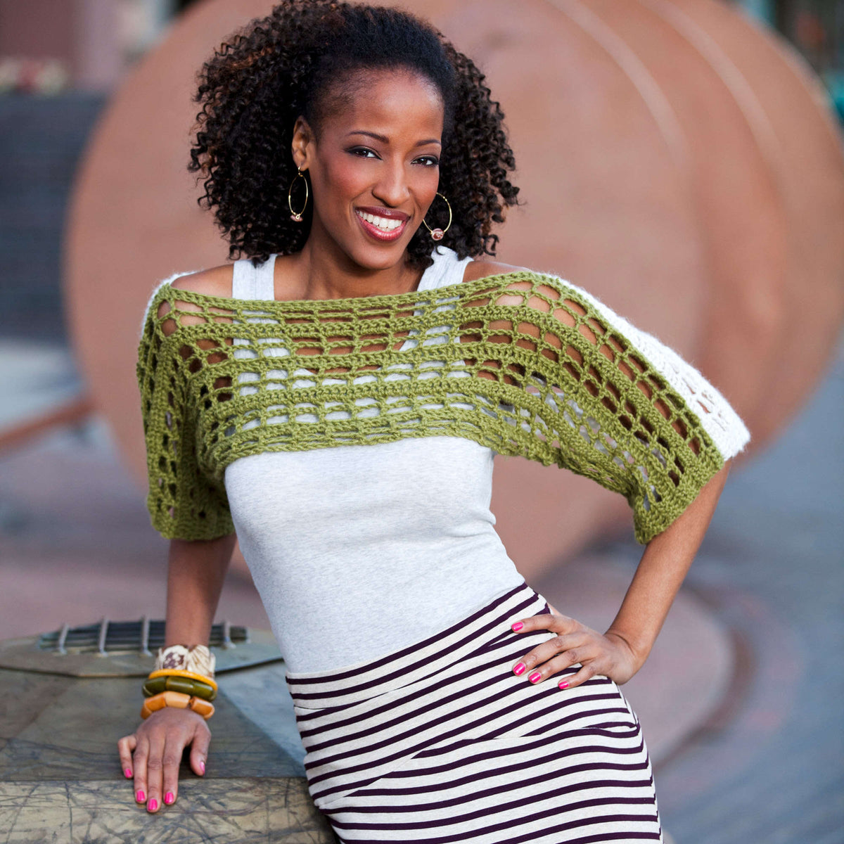 Crochet Shrug made in Red Heart Mystic Yarn