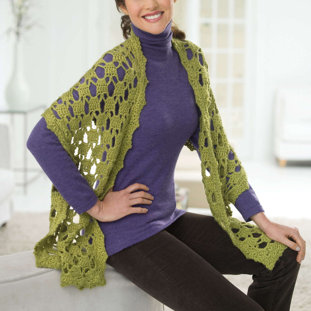 Crochet Shawl made in Red Heart Mystic Yarn