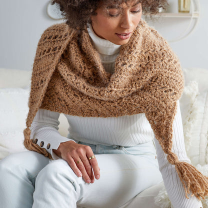 Red Heart Crochet Off-Center Triangle Shawl Single Size