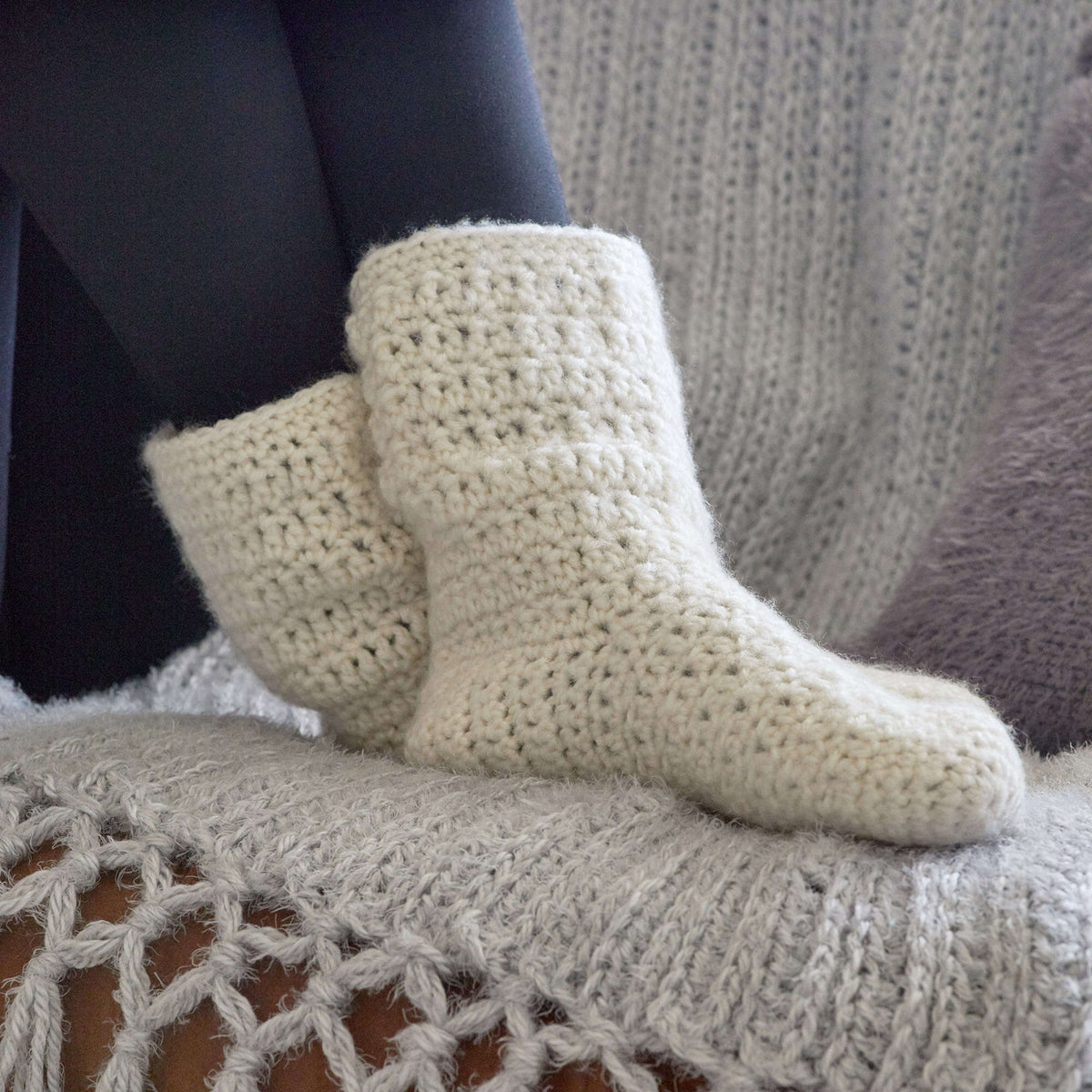 Crochet Socks made in Red Heart Dreamy Yarn