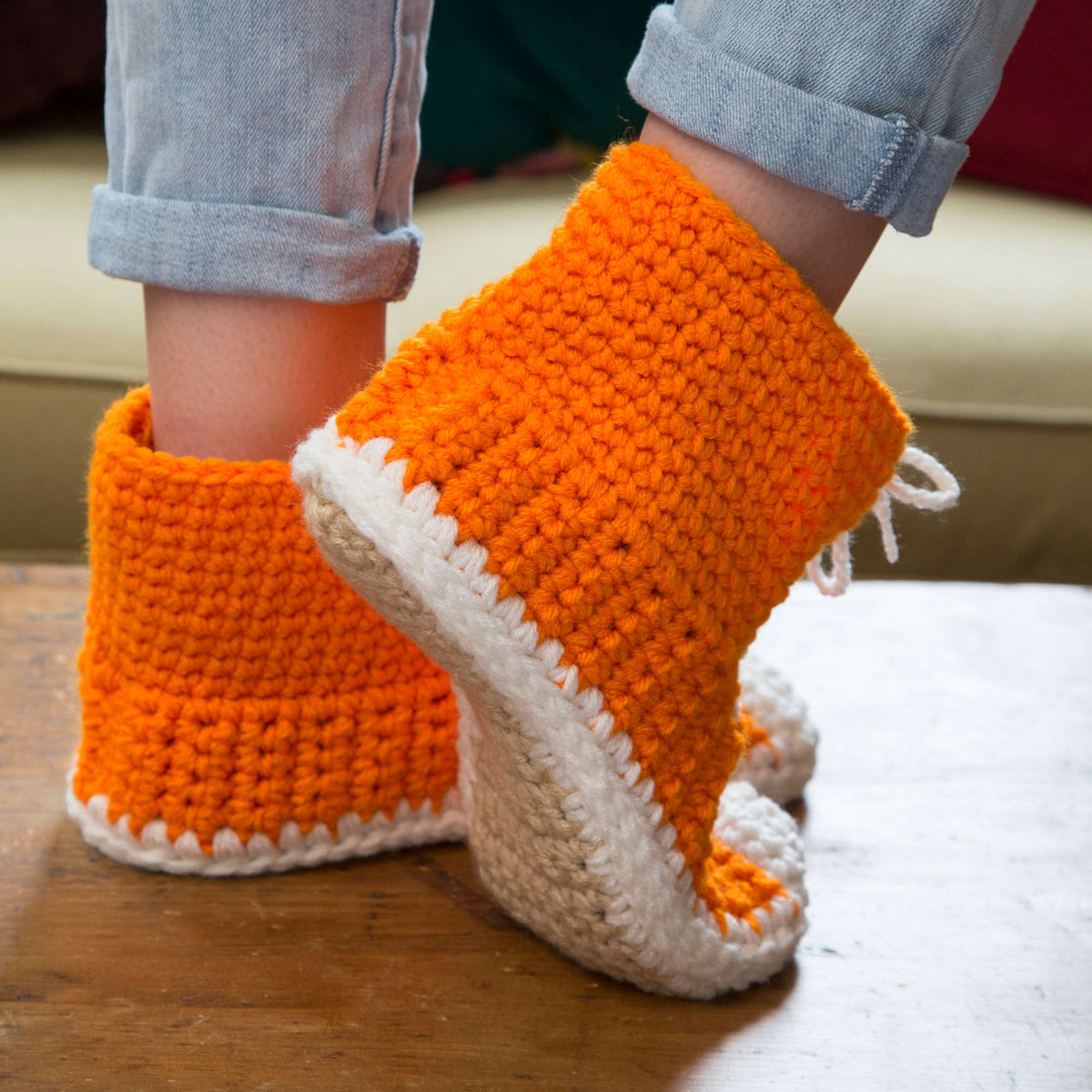 Crochet Socks made in Red Heart Super Saver Yarn