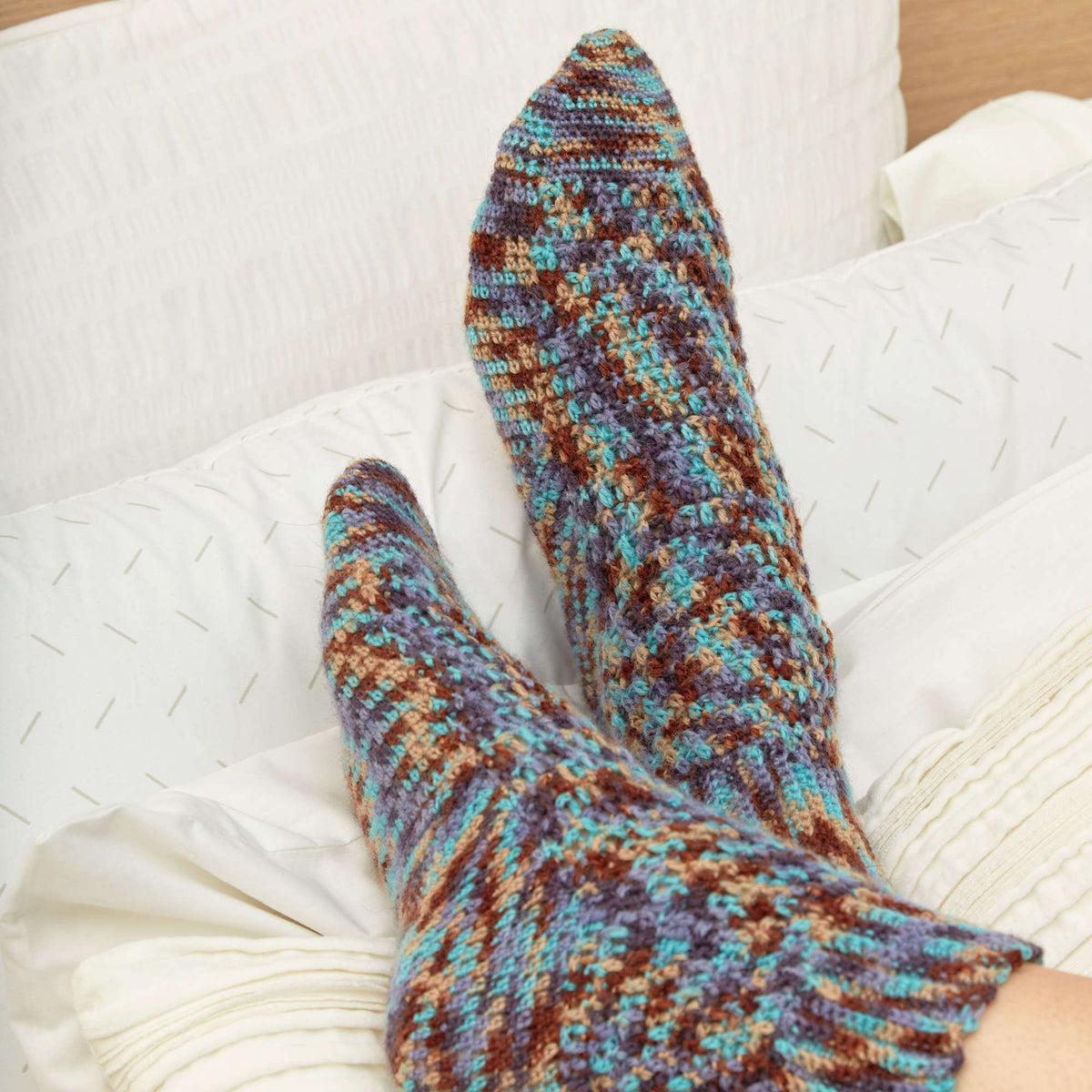 Crochet Socks made in Red Heart Heart & Sole Yarn