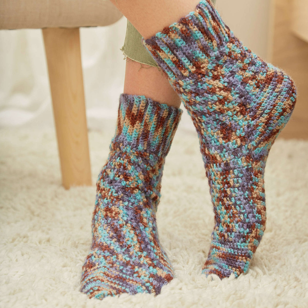 Crochet Socks made in Red Heart Heart & Sole Yarn
