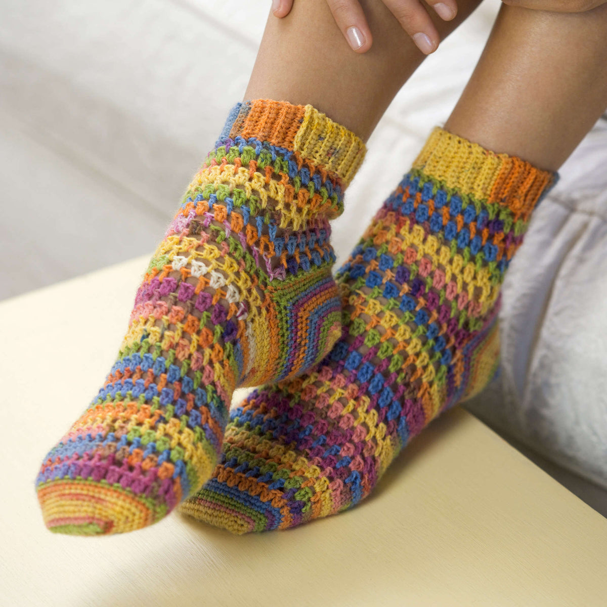 Crochet Socks made in Red Heart Heart & Sole Yarn