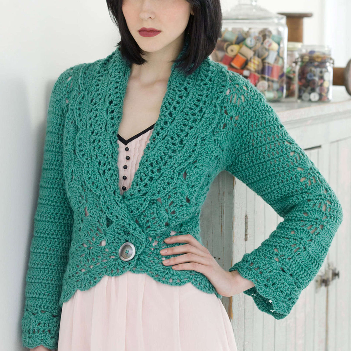 Crochet Cardigan made in Red Heart Bamboo Ewe Yarn