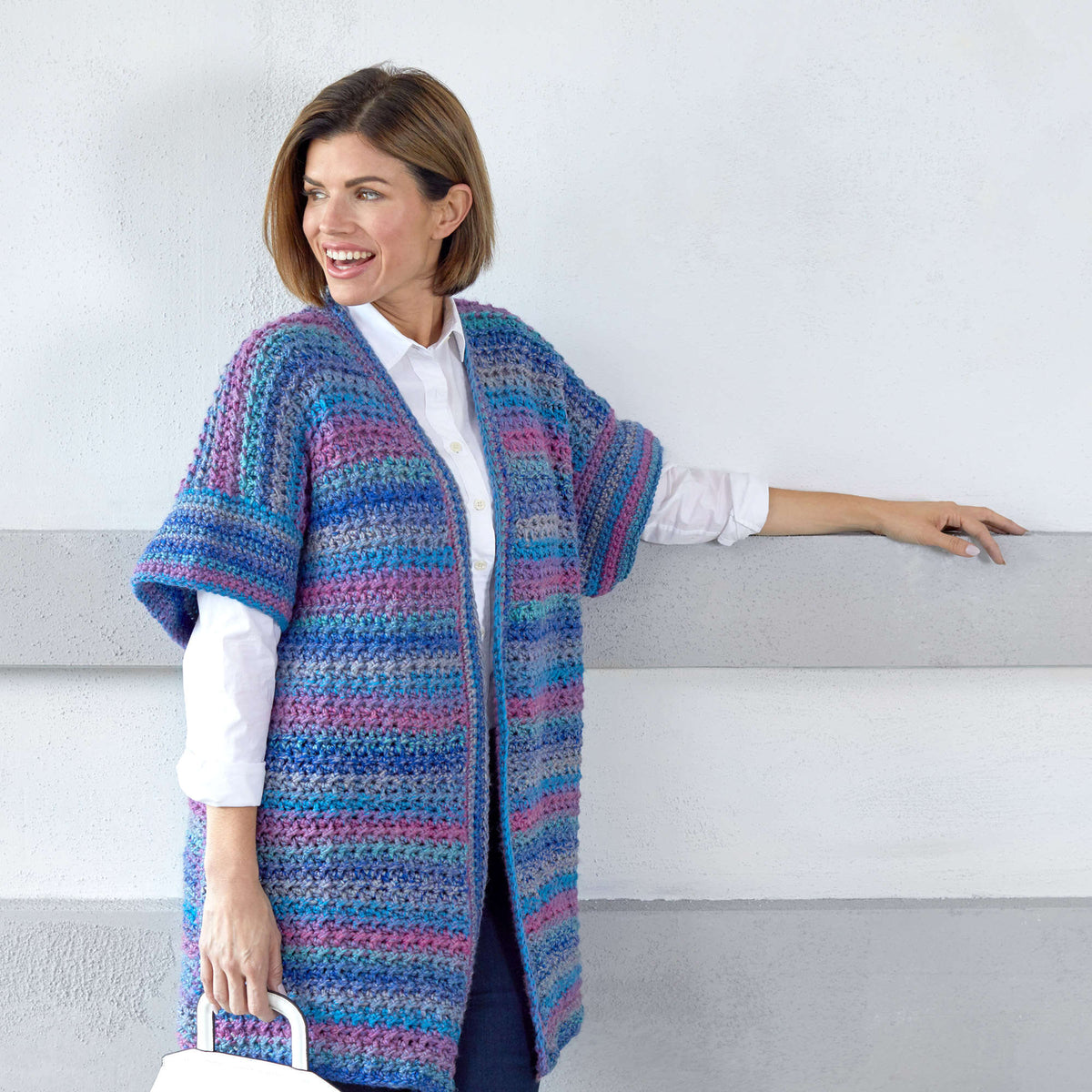 Crochet Cardigan made in Red Heart Colorscape Yarn