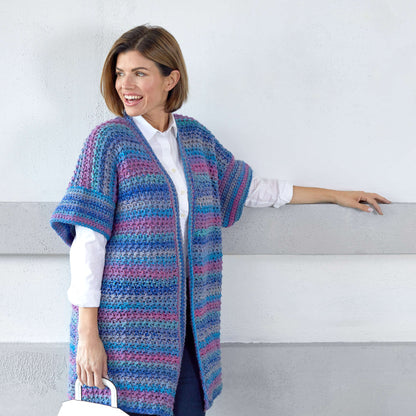 Red Heart World Traveler Long Crochet Cardigan Crochet Cardigan made in Red Heart Colorscape Yarn