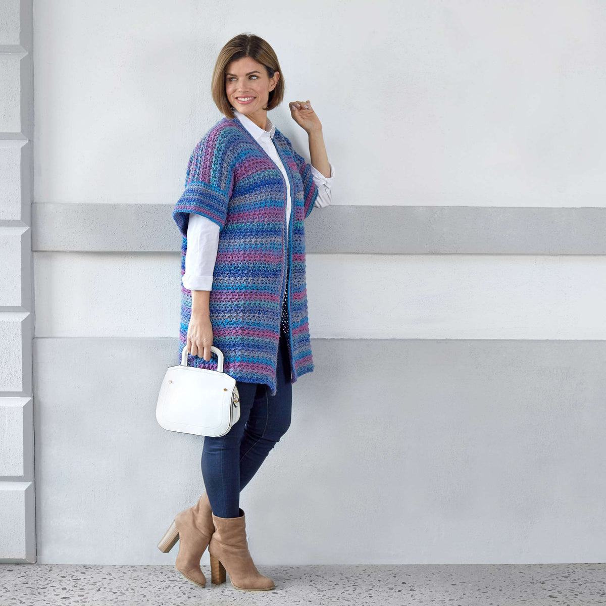 Crochet Cardigan made in Red Heart Colorscape Yarn