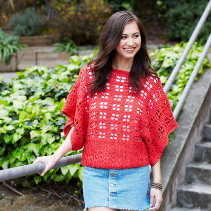 Red Heart Crochet Clementine Chic Sweater Crochet Sweater made in Red Heart Chic Sheep Yarn