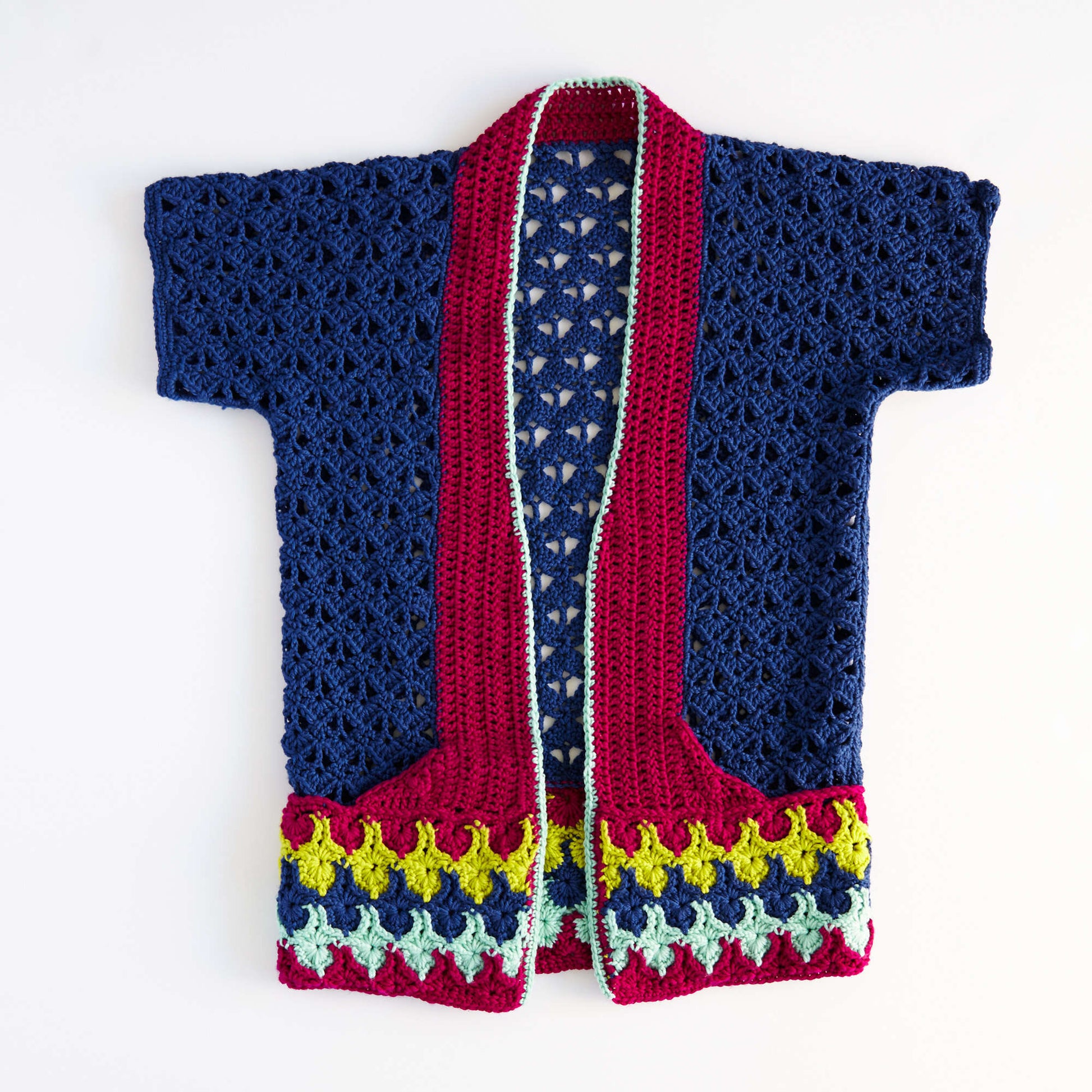 Free Red Heart Bohemian Chic Color Cardi Pattern