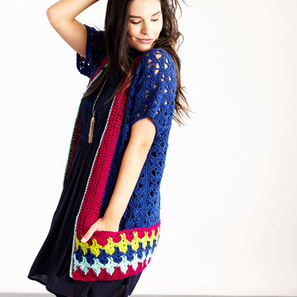 Red Heart Bohemian Chic Color Cardi Crochet Cardigan made in Red Heart Chic Sheep Yarn